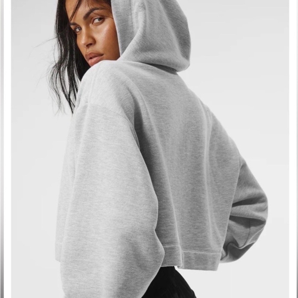 ALO Yoga Light Gray Cropped Hoodie